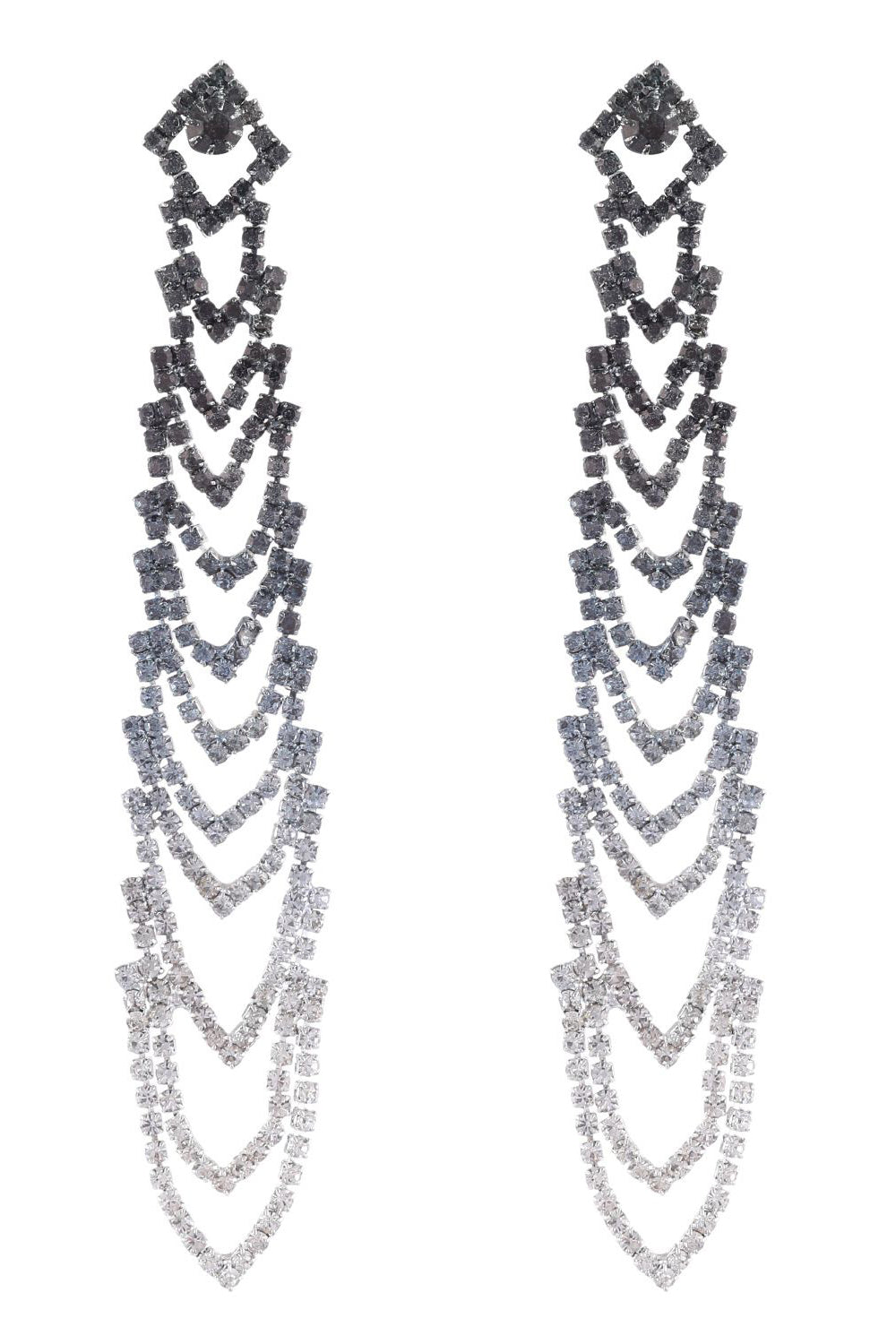 Strass gris Tassel Longues boucles d’oreilles