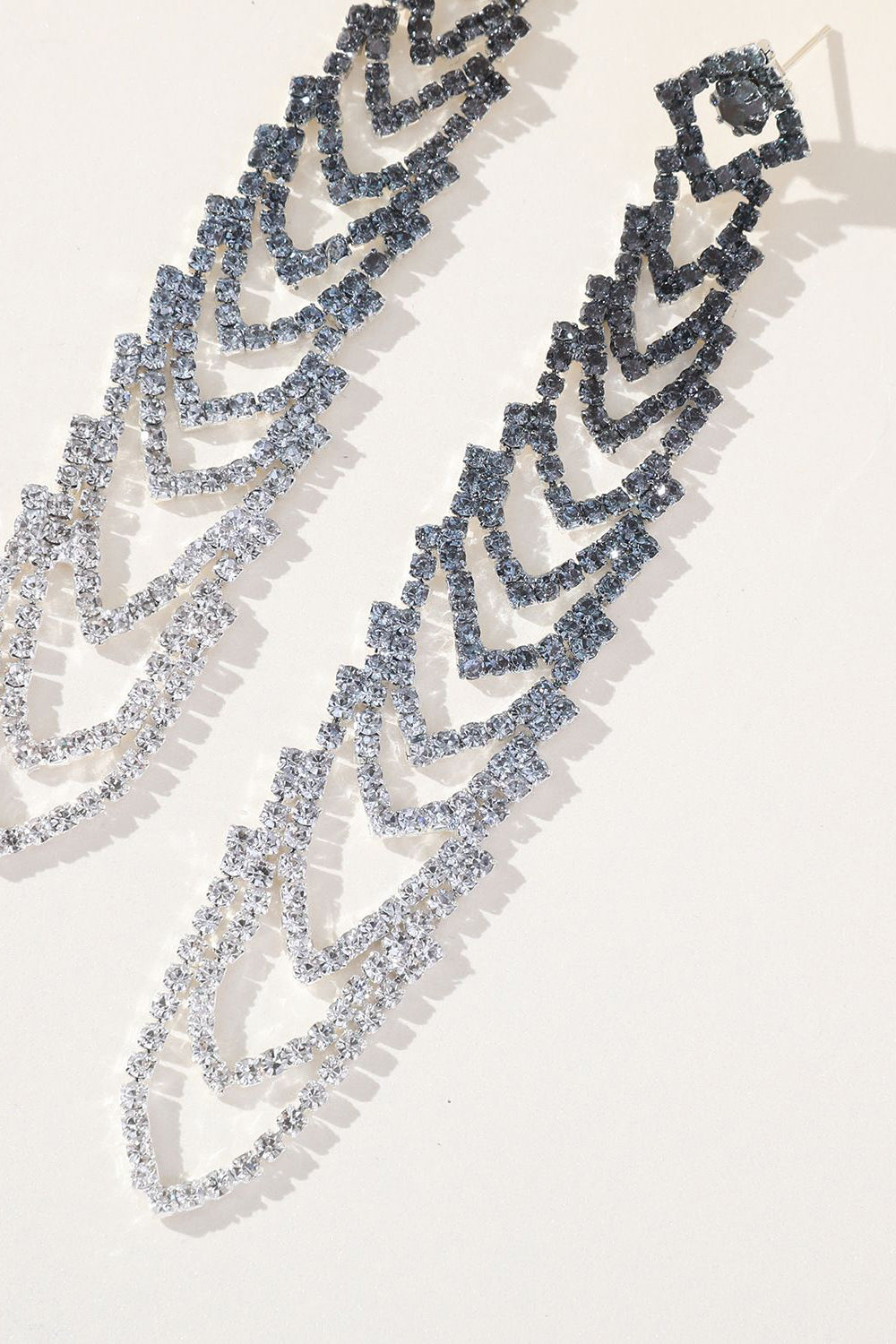 Strass gris Tassel Longues boucles d’oreilles