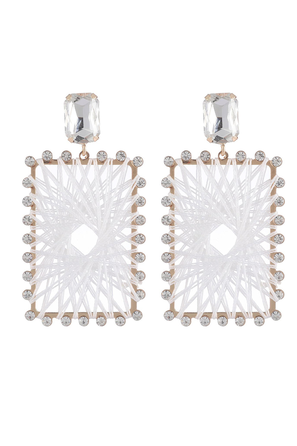Strass Boucles d’oreilles carrées tressées