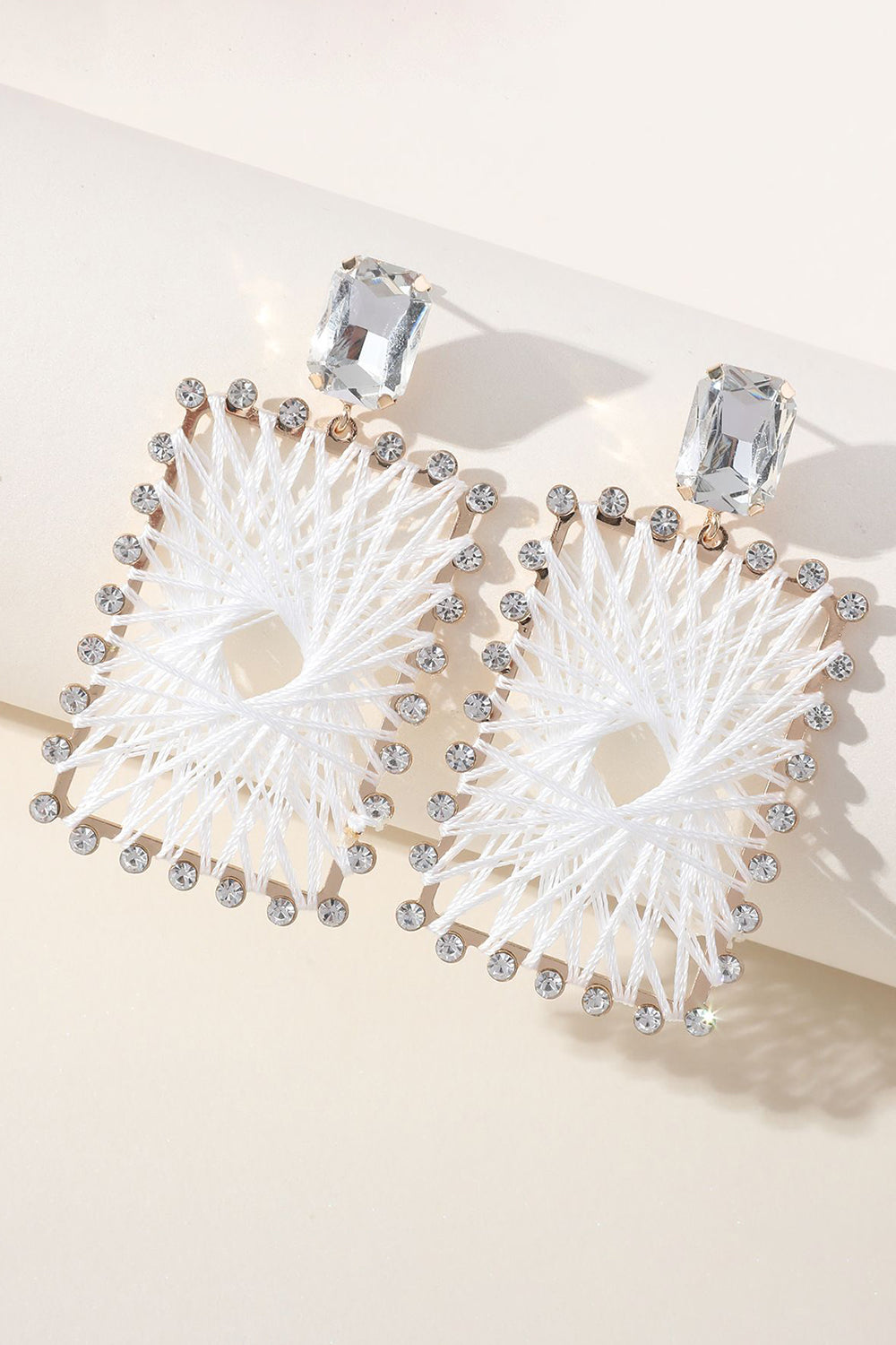 Strass Boucles d’oreilles carrées tressées