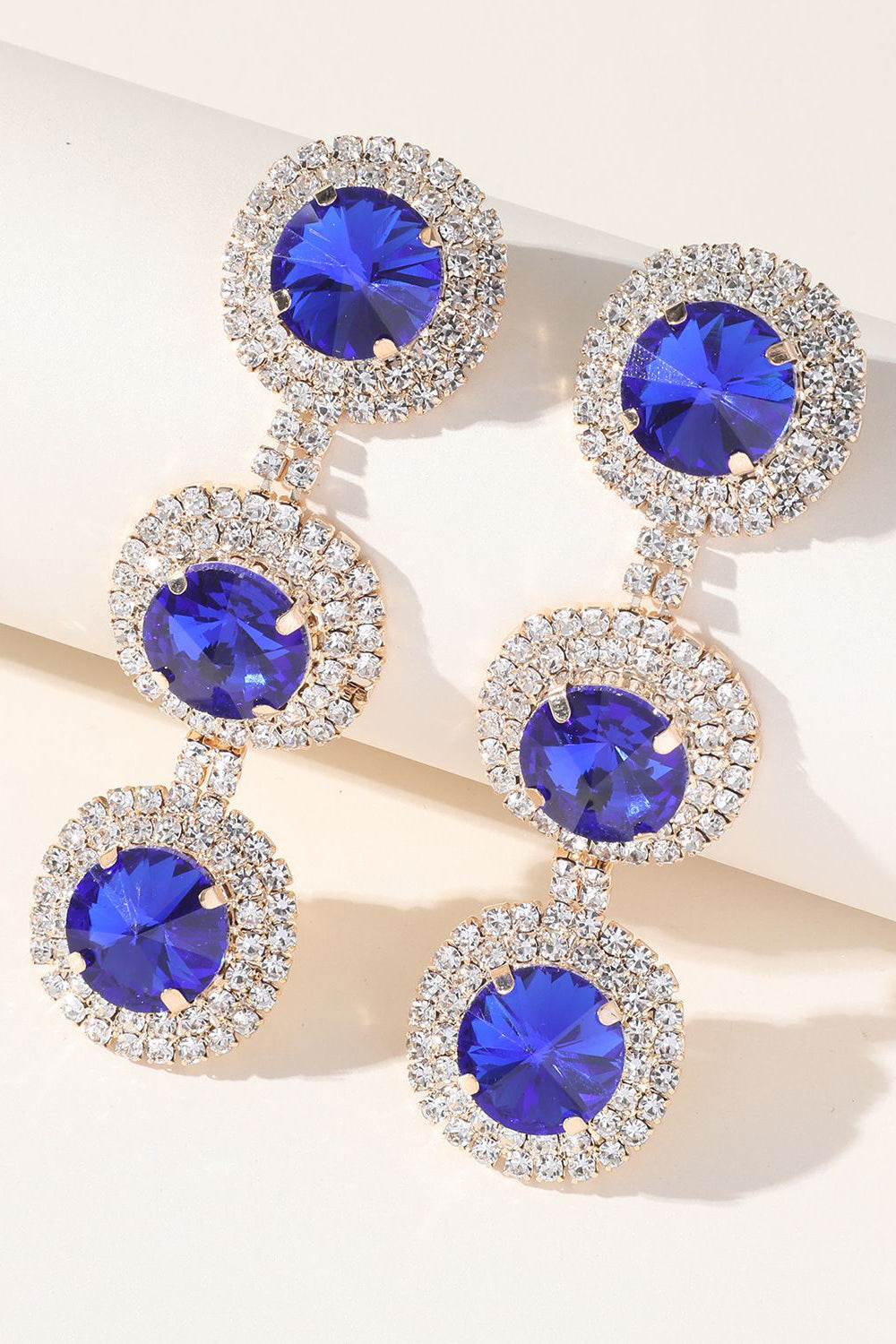 Boucles d’oreilles en strass rondes multicouches