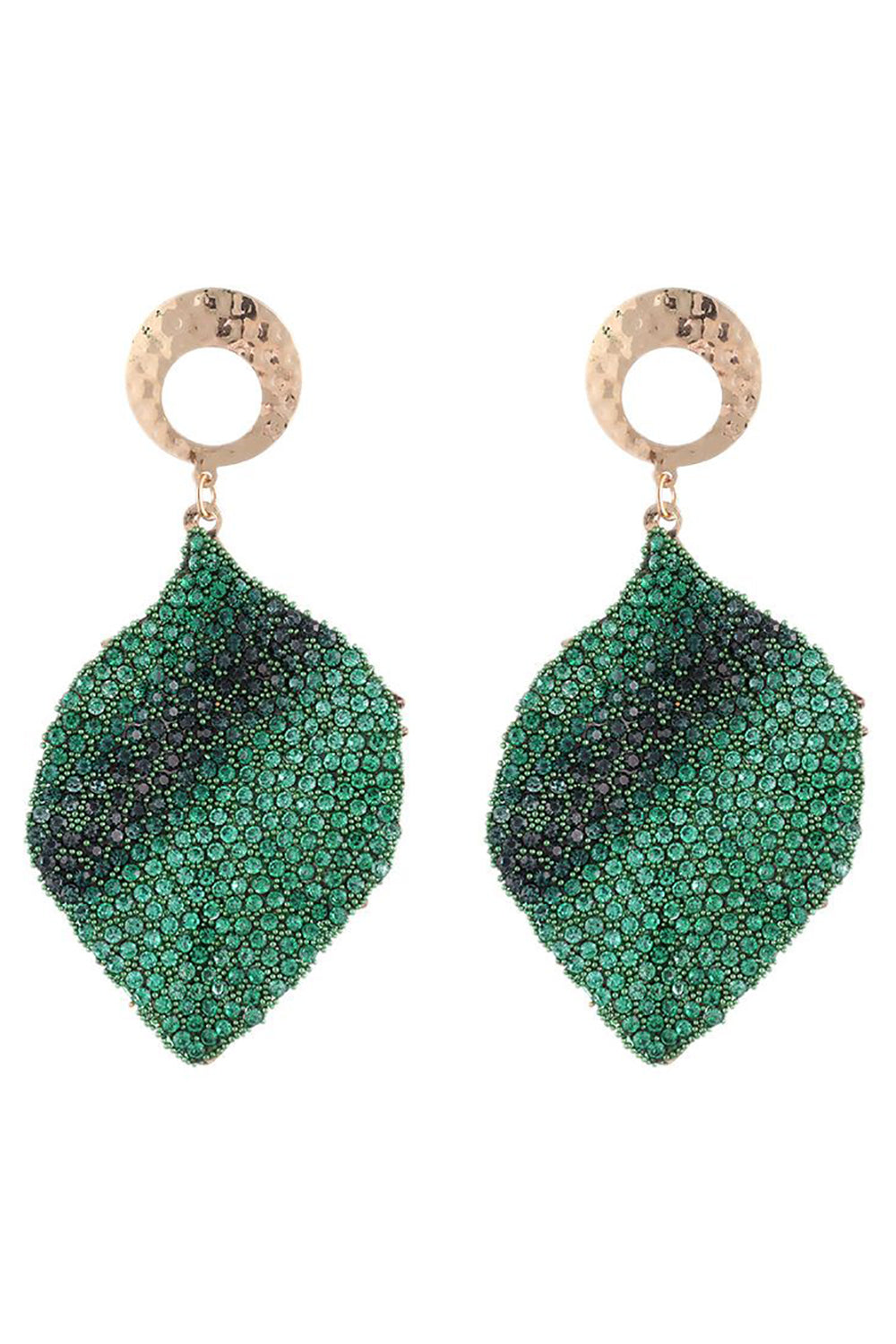 Feuilles en alliage strass boucles d’oreilles géométriques