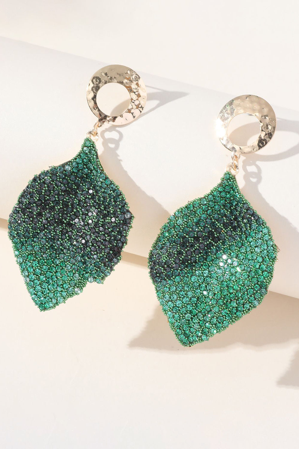 Feuilles en alliage strass boucles d’oreilles géométriques