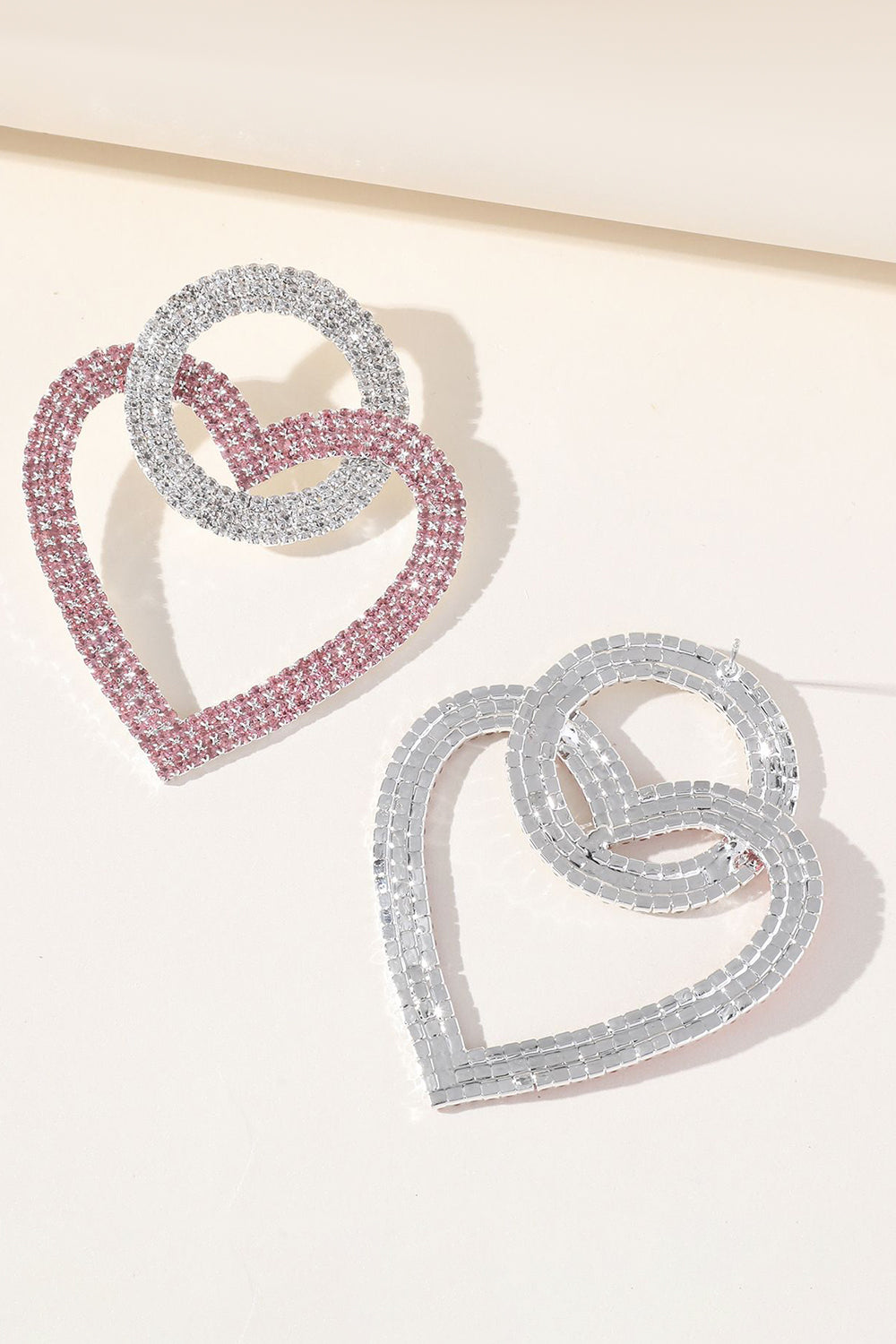 Boucles d’oreilles en forme de cœur en strass étincelantes