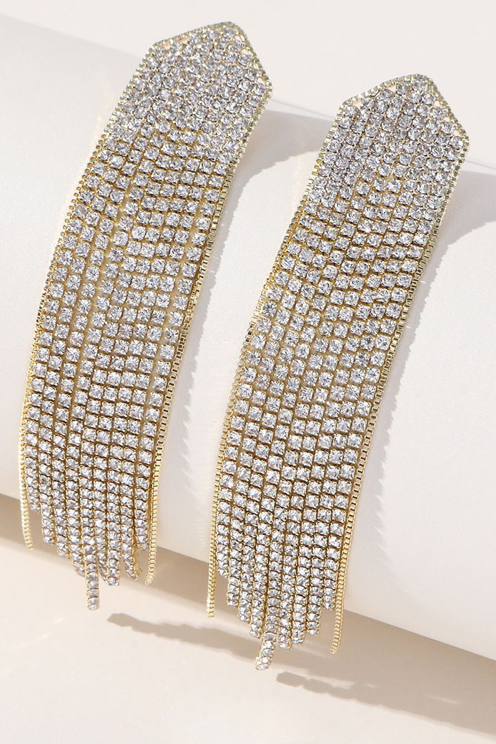 Strass dorés Boucles d’oreilles Long Tassel