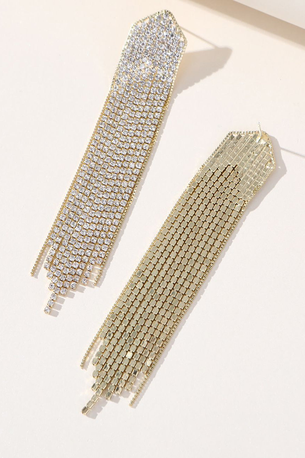 Strass dorés Boucles d’oreilles Long Tassel