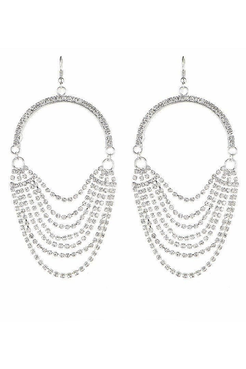 Boucles d’oreilles en argent enveloppées de strass étincelantes