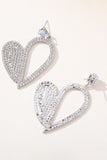 Fashion Silver Heart Strass Boucles d’oreilles pendantes pour femmes