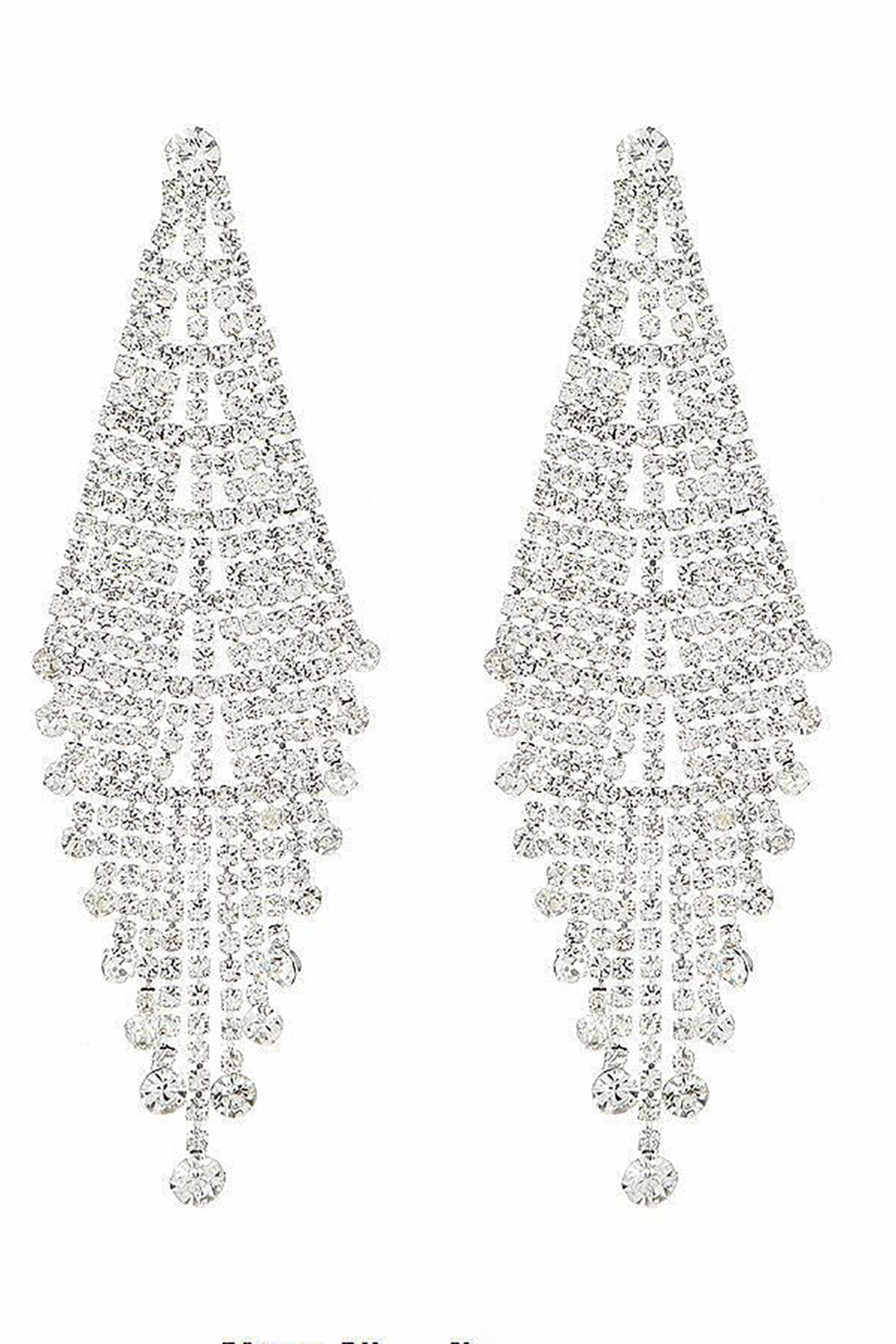 Boucles d’oreilles en argent brillant Longues Strass