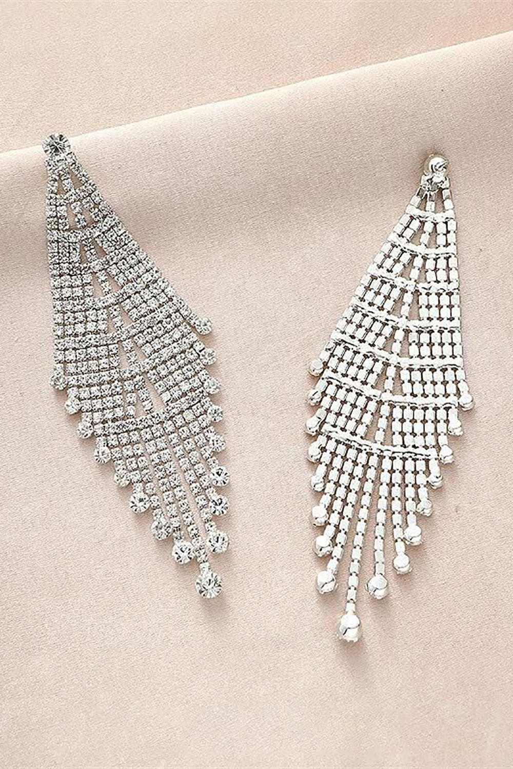 Boucles d’oreilles en argent brillant Longues Strass