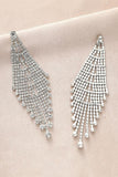 Boucles d’oreilles en argent brillant Longues Strass