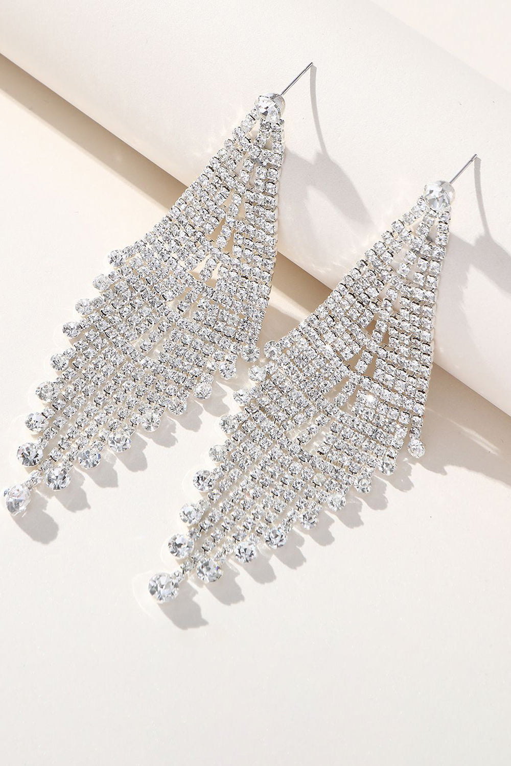 Boucles d’oreilles en argent brillant Longues Strass