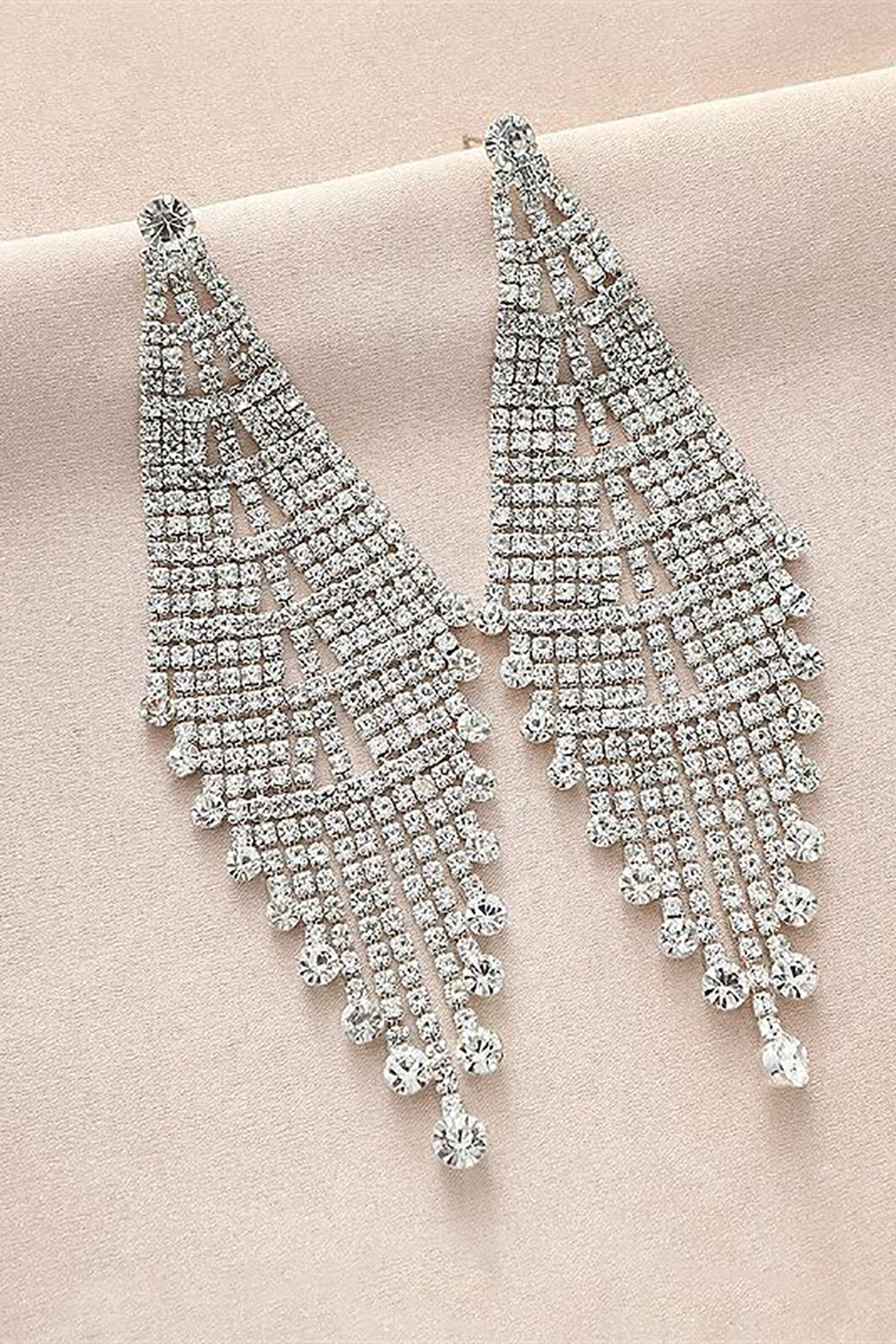Boucles d’oreilles en argent brillant Longues Strass