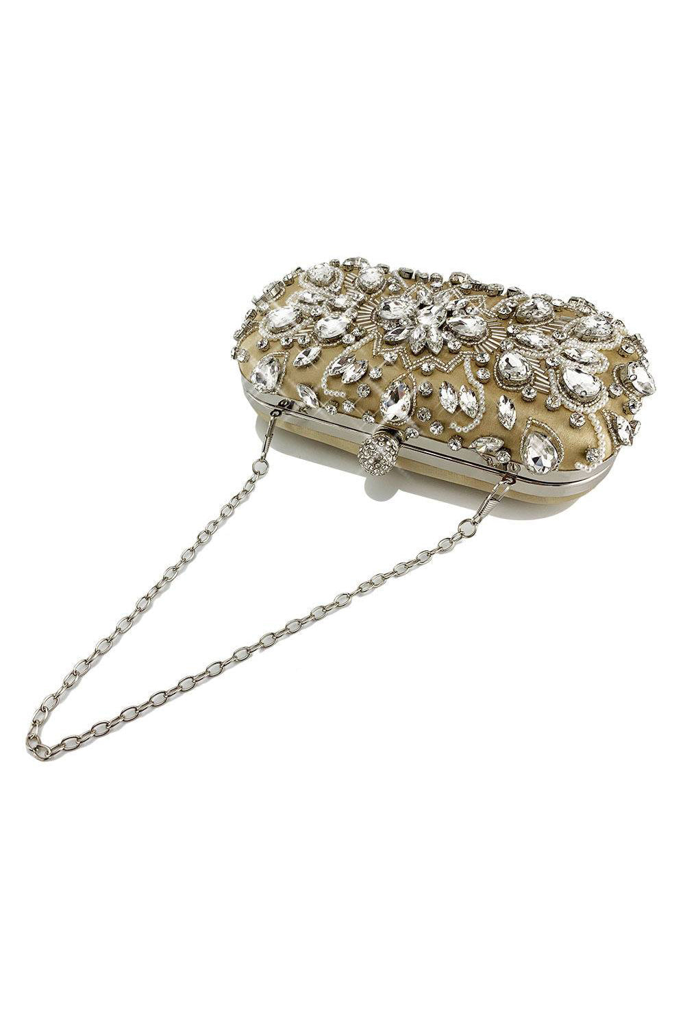 Pochette de soirée noire scintillante avec strass