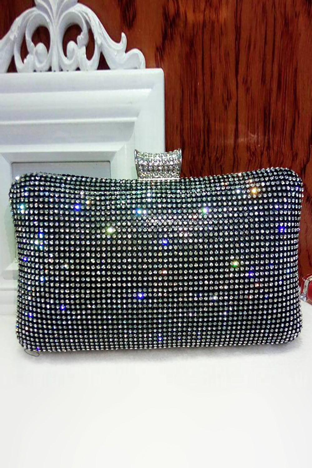 Sac à main de soirée en strass noir
