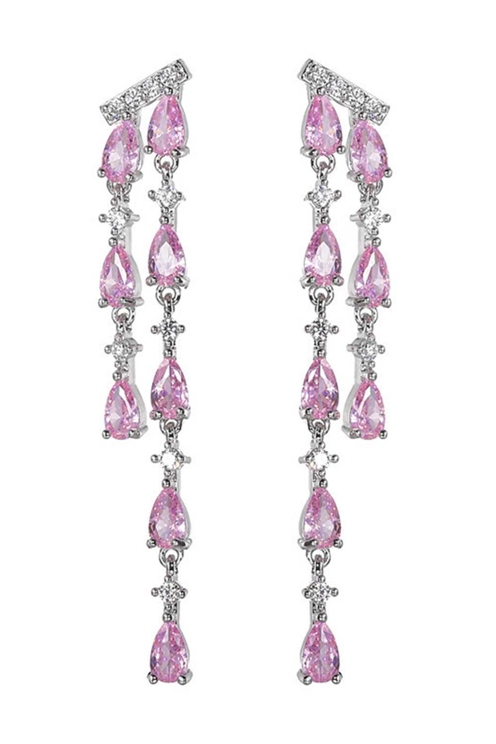 Boucles d’oreilles longues strass rose