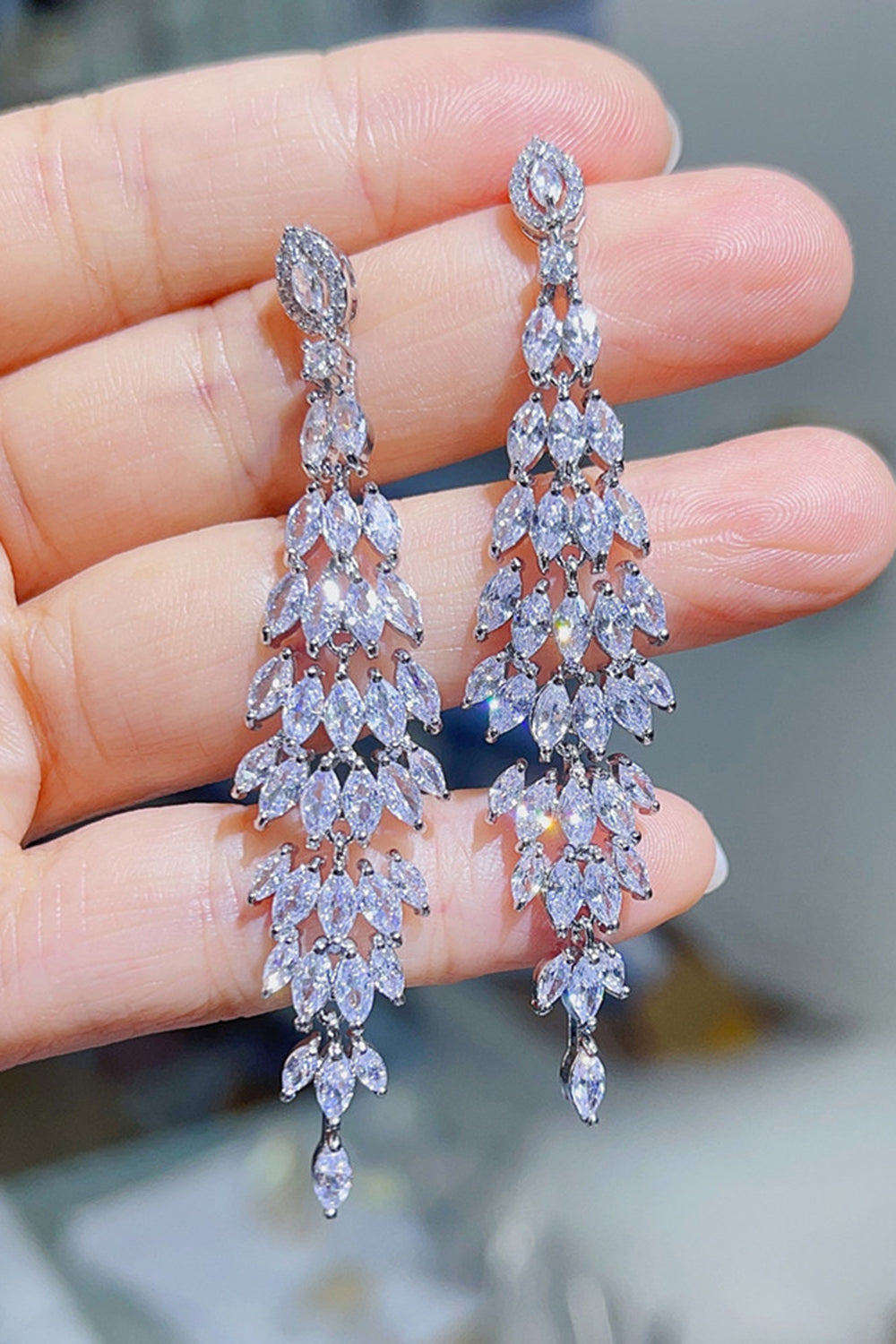 Boucles d’oreilles pendantes strass jaune