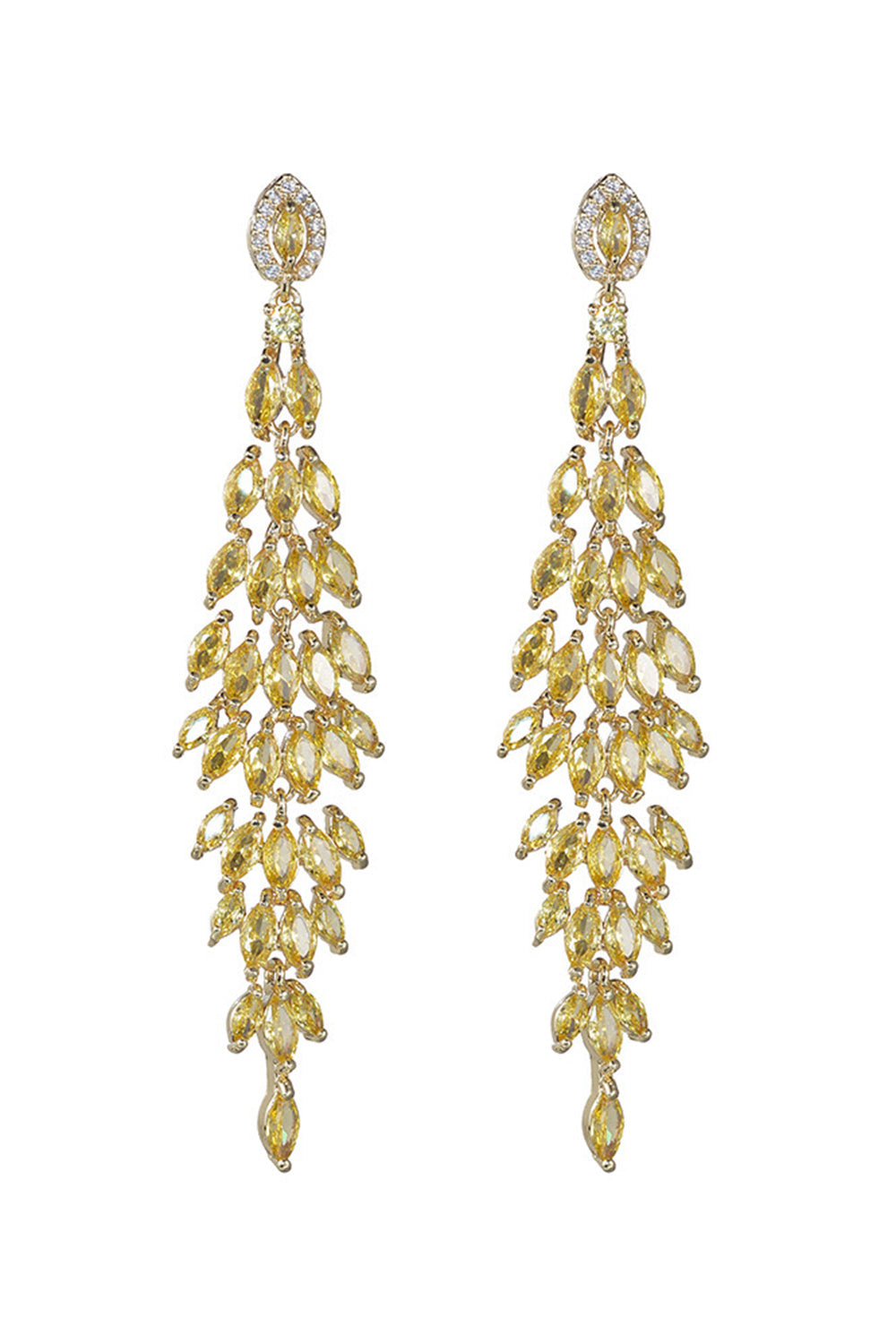 Boucles d’oreilles pendantes strass jaune