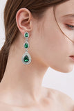 Boucles d’oreilles strass vert foncé