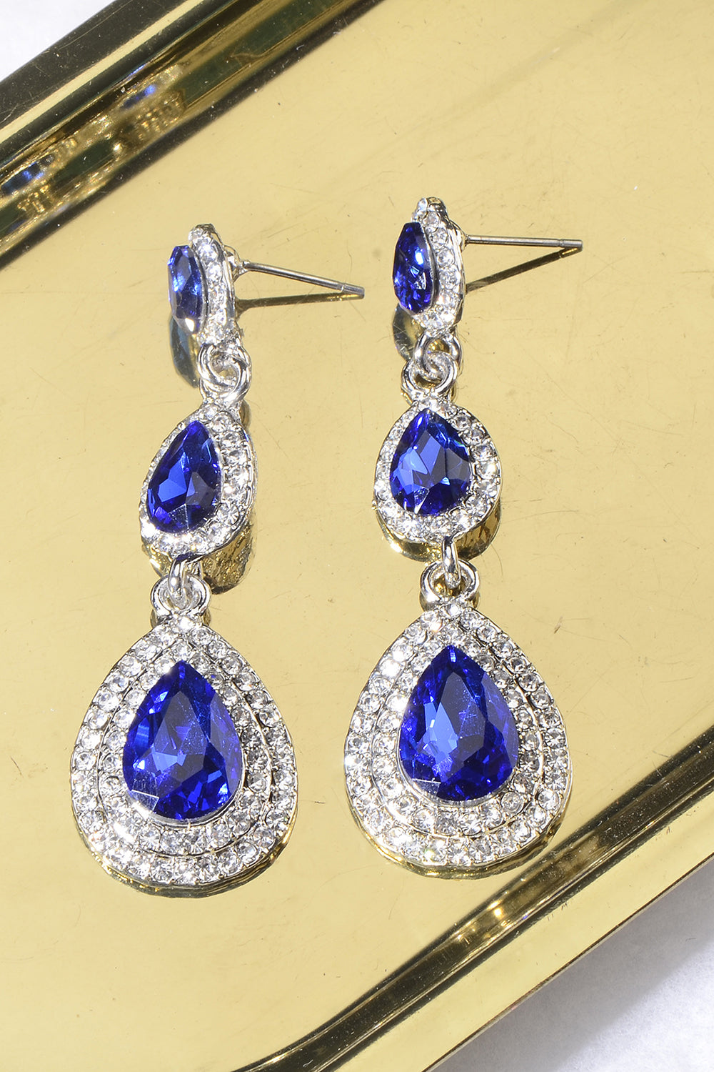 Boucles d’oreilles strass vert foncé