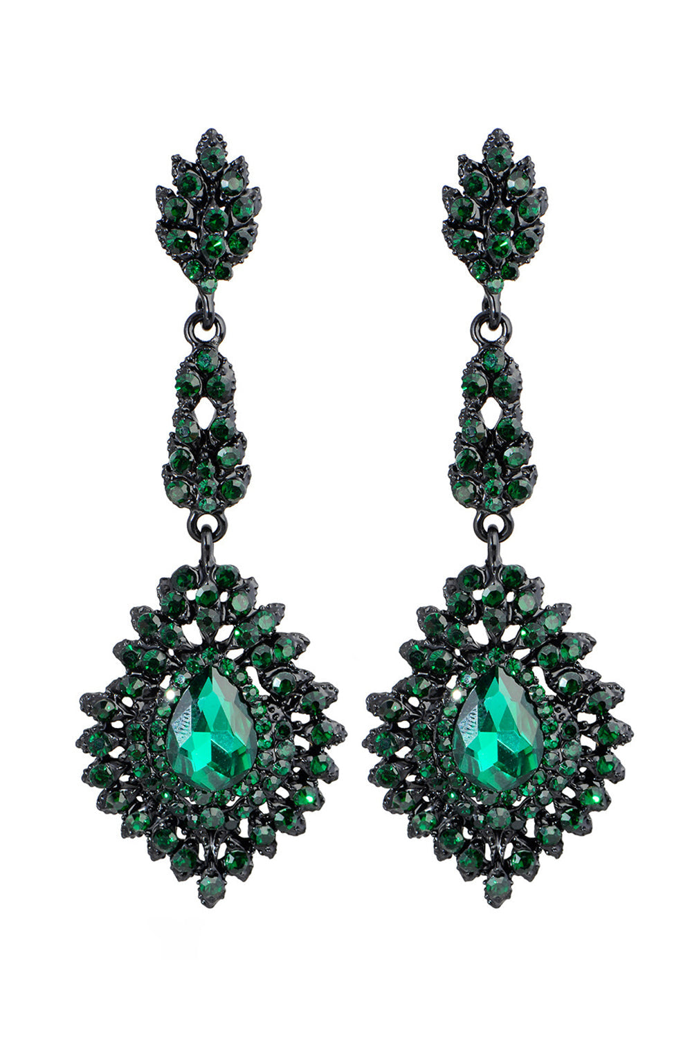 strass vert foncé boucles d’oreilles
