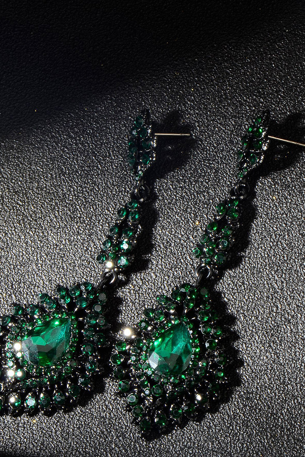 strass vert foncé boucles d’oreilles
