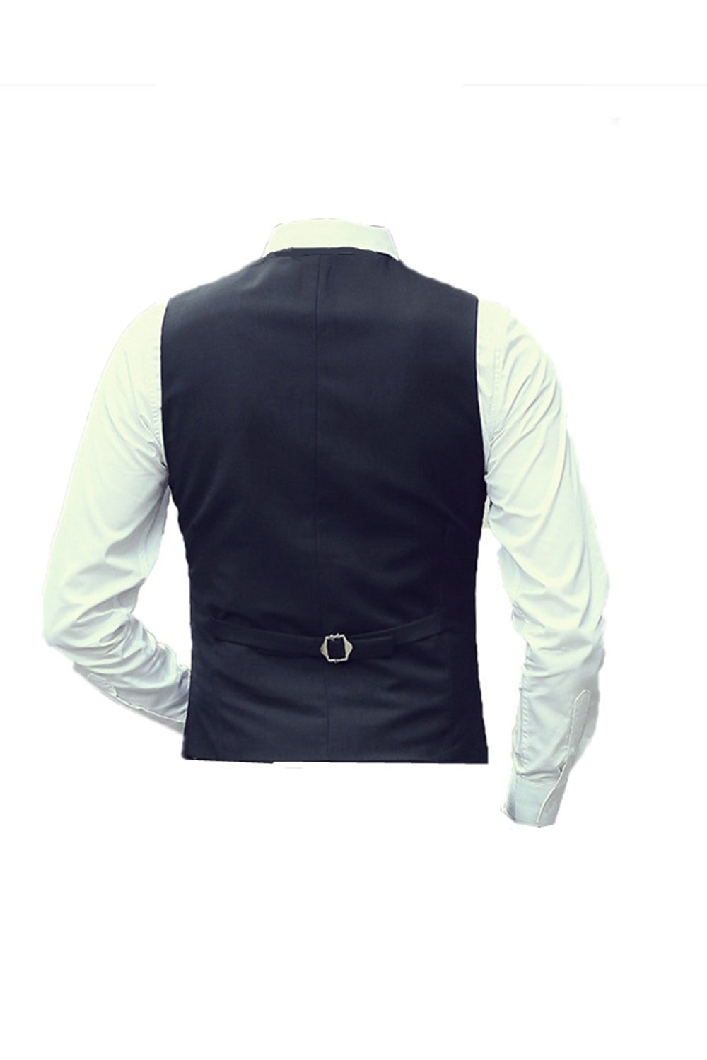 Gilet de costume noir à simple boutonnage pour hommes avec ensemble d’accessoires