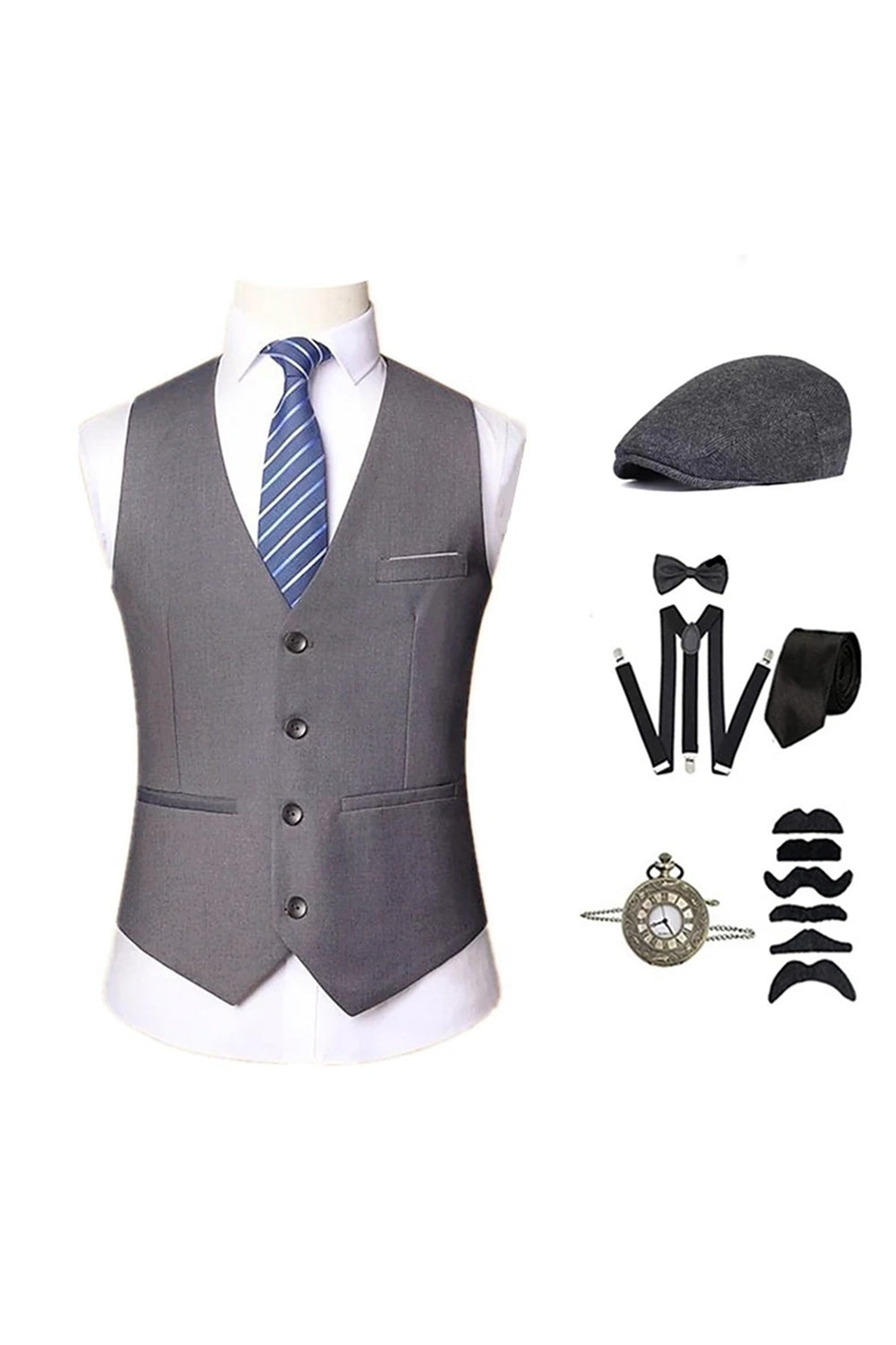 Gilet noir pour homme avec ensemble d’accessoires