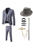 Costumes bleu foncé pour hommes des années 1920 avec ensemble d’accessoires