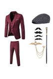 Costumes des années 20 pour hommes à revers cranté bleu foncé avec ensemble d’accessoires