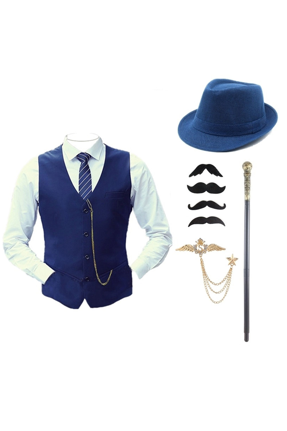 Gilet noir pour homme avec ensemble d’accessoires