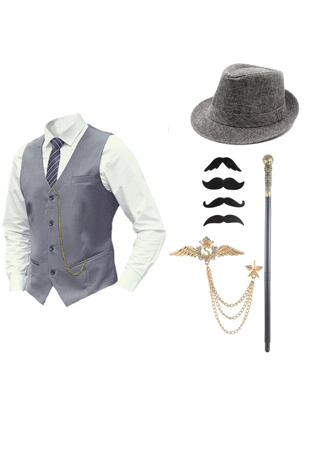 Gilet noir pour homme avec ensemble d’accessoires