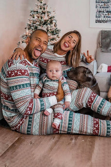 Pyjama assorti à rayures à motif gris Noël famille