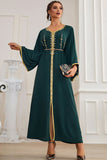 Manches longues vert foncé Maxi Caftan Marocain