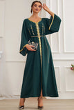Manches longues vert foncé Maxi Caftan Marocain