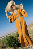 Manches longues vert foncé Maxi Caftan Marocain