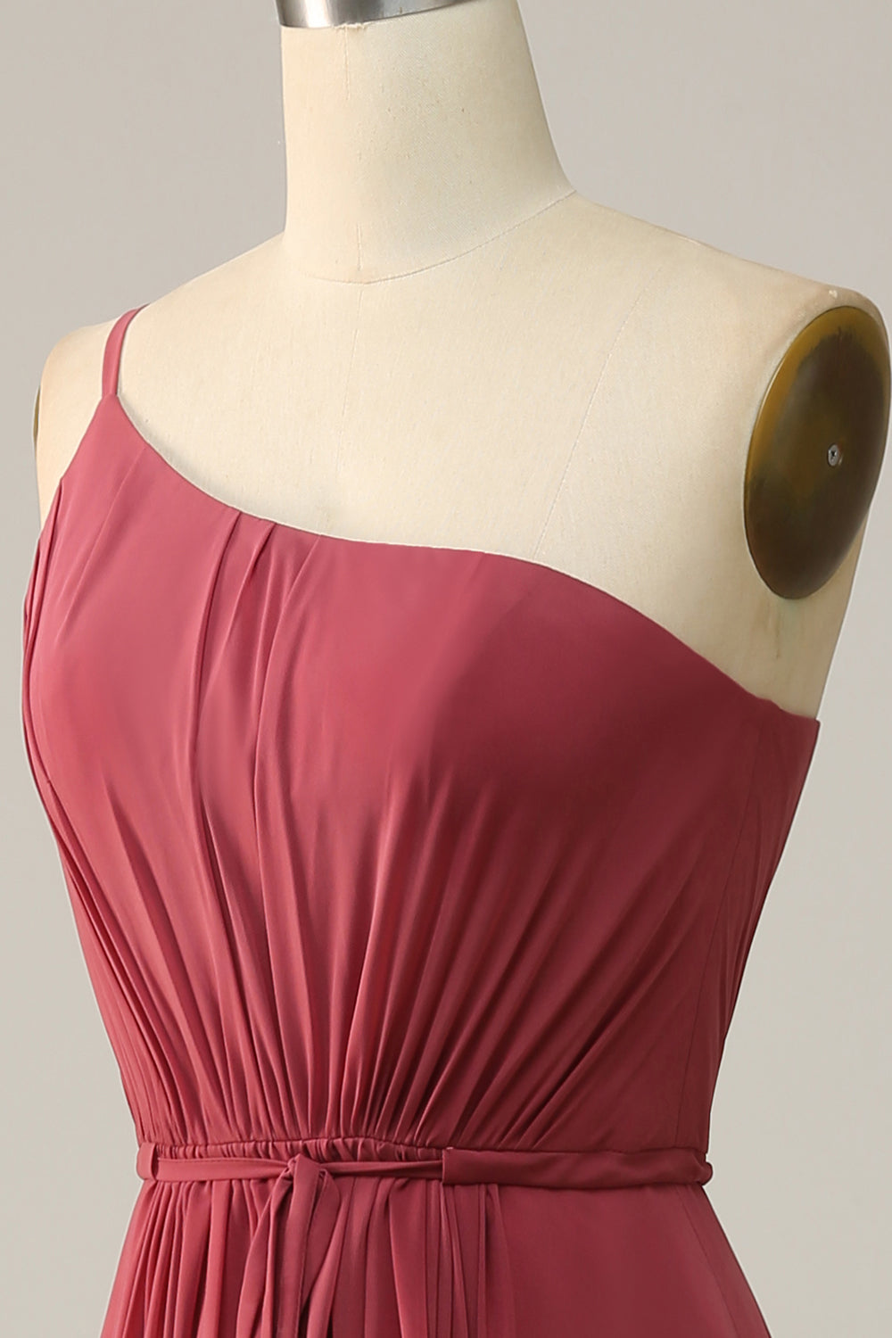 Une épaule Desert Rose Une ligne Robe de demoiselle d’honneur longue