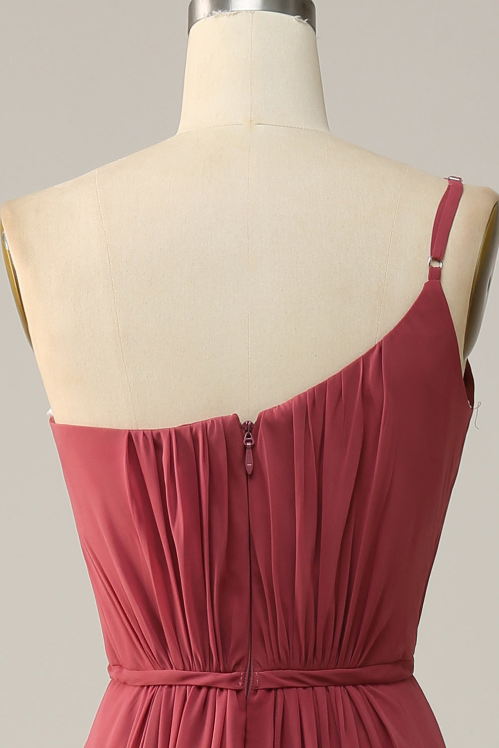 Une épaule Desert Rose Une ligne Robe de demoiselle d’honneur longue