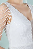 Robe de soirée sirène à col en V profond blanc