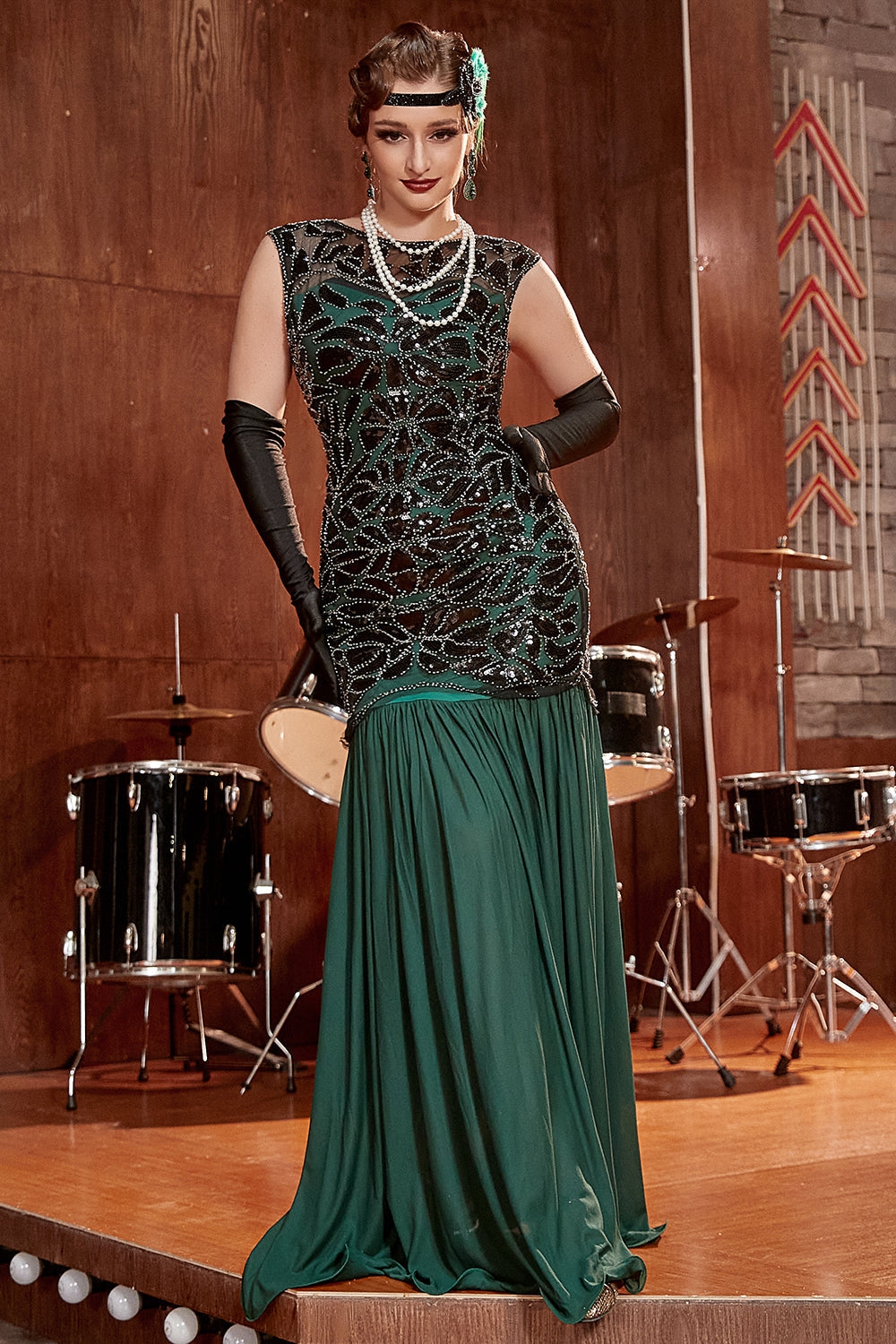Rétro Robe de Soirée Années 20 A Paillettes