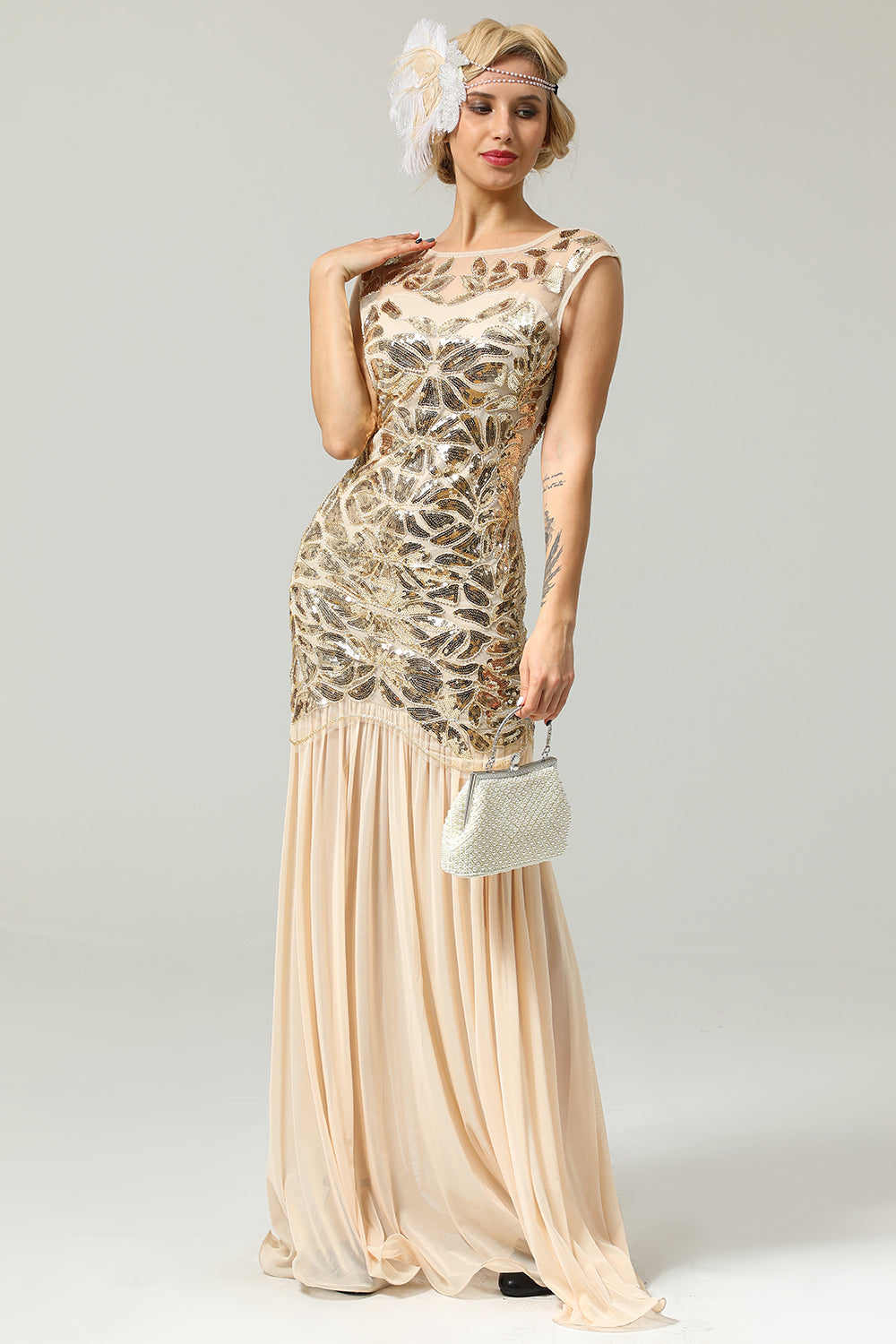 Rétro Robe de Soirée Années 20 A Paillettes