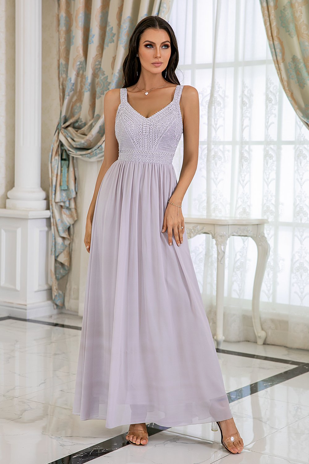 Robe de bal À paillettes grise a-line