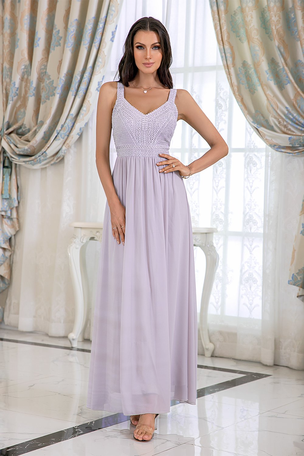 Robe de bal À paillettes grise a-line