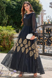 Noir Bateau Neck Robe Mère de La Mariée