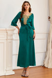 Robe de mère de la mariée vert émeraude avec appliques