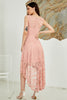 Charger l&#39;image dans la galerie, Robe asymétrique en dentelle rose