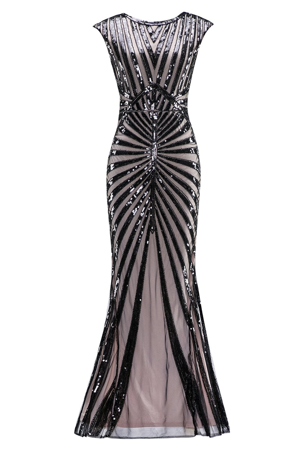 Robe Sirène Noire 1920s Gatsby Flapper avec paillette