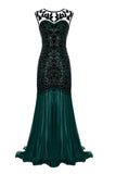 Robe Formelle Sirène Gatsby Flapper Vert foncé