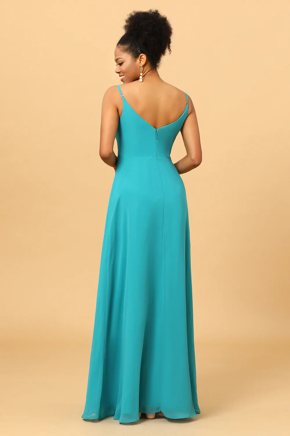 Spaghetti Straps Chiffon Jade Bridesmaid Robe