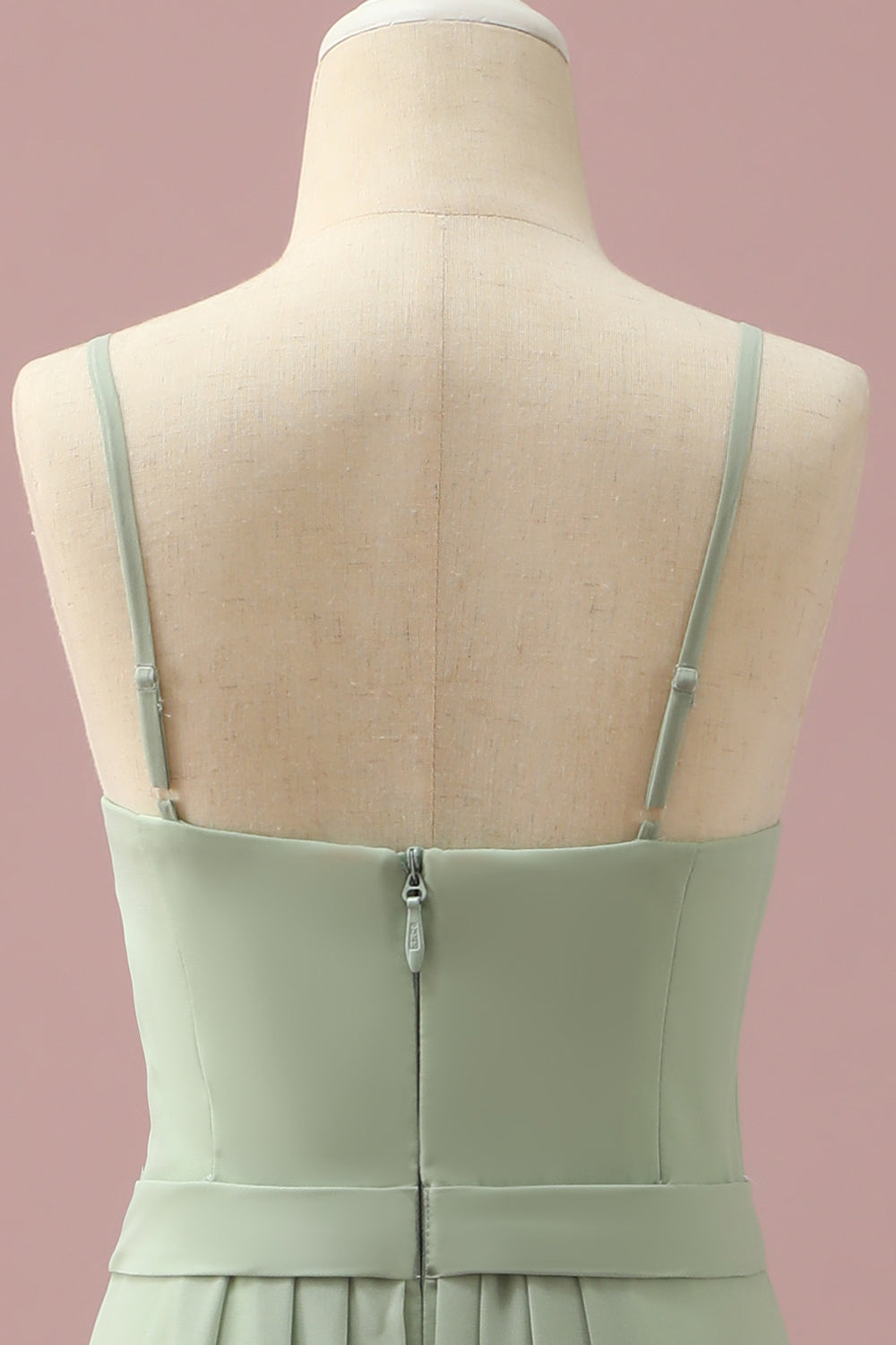 Sage Chiffon Robe de demoiselle d’honneur junior à col rond avec volants en cascade